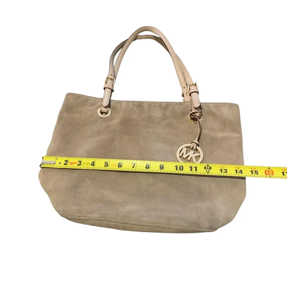 ​Michael Kors Fulton Large N/S Suede Tote‎ Bag Dark Dune Taupe Open Bucket - Picture 8 of 9
